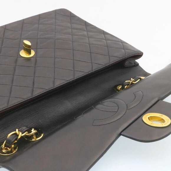 CHANEL Big Matelasse34 Turn Lock Chain Bag Lamb Skin Black Gold CC Auth ar5950AV - Picture 14 of 16